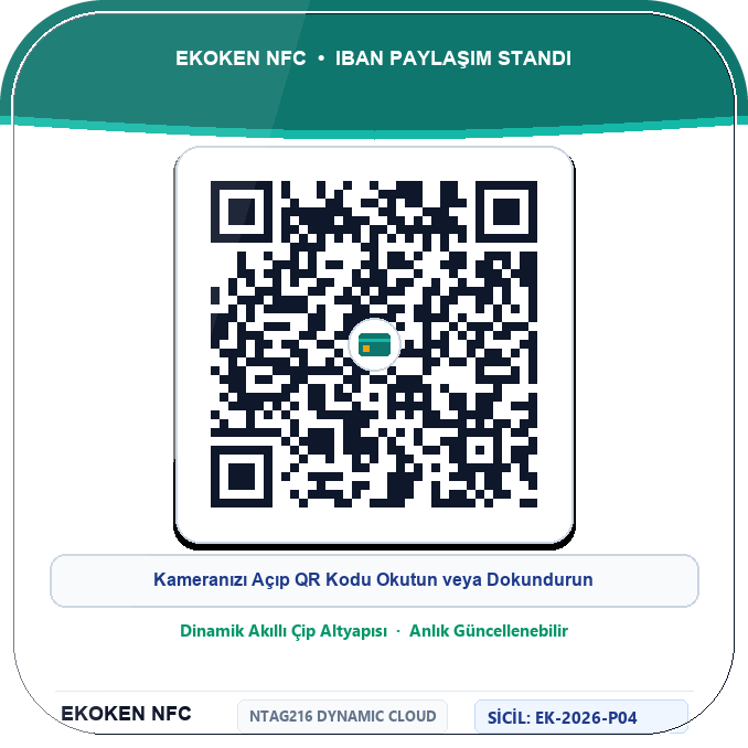 IBAN Paylaşım NFC Standı Arka Yüz (QR & Sicil No)