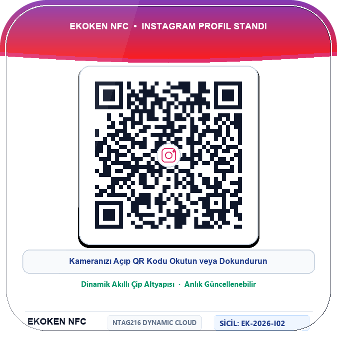 Instagram Profil NFC Standı Arka Yüz (QR & Sicil No)