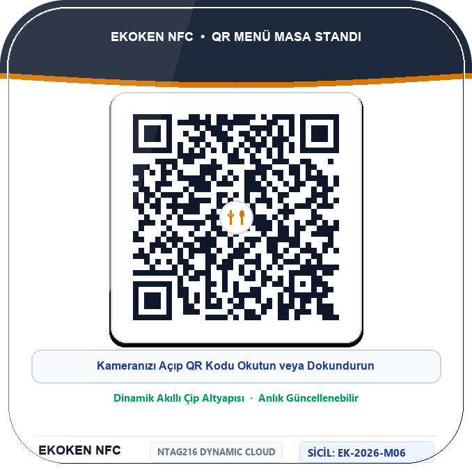 QR Menü Masa Standı Arka Yüz (QR & Sicil No)